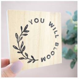 Amaya Rose Ltd YOU WILL BLOOM Solid Wood Freestanding Plaque. Sign Shelf Desk Decor in Beige - thumbnail 2