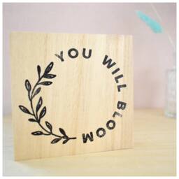 Amaya Rose Ltd YOU WILL BLOOM Solid Wood Freestanding Plaque. Sign Shelf Desk Decor in Beige - thumbnail 3