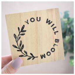 Amaya Rose Ltd YOU WILL BLOOM Solid Wood Freestanding Plaque. Sign Shelf Desk Decor in Beige - thumbnail 1