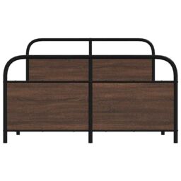 Berkfield Home Metal Bed Frame without Mattress Brown Oak 137x190 cm - thumbnail 5