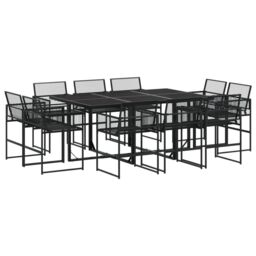 Berkfield Home 11 Piece Garden Dining Set Black Poly Rattan - thumbnail 2