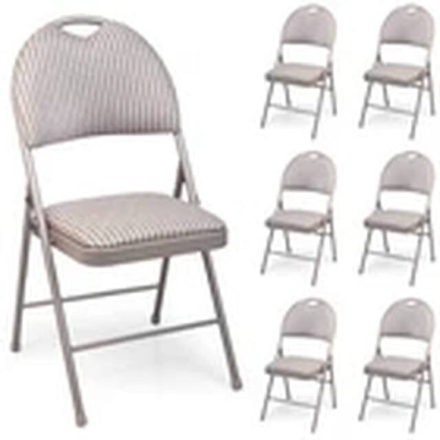EONLION 6PCS Metal Folding Chair High Back Foldable Padded Seat in Beige - image 1