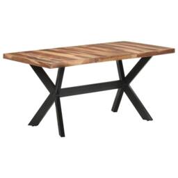 Berkfield Home Dining Table 160x80x75 cm Solid Wood with Honey Finish in Brown - Size: 160 x 80 x 75 cm - thumbnail 7