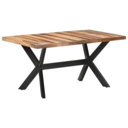 Berkfield Home Dining Table 160x80x75 cm Solid Wood with Honey Finish in Brown - Size: 160 x 80 x 75 cm - thumbnail 2