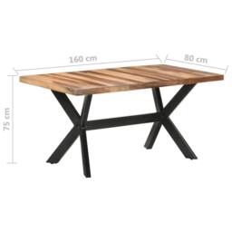 Berkfield Home Dining Table 160x80x75 cm Solid Wood with Honey Finish in Brown - Size: 160 x 80 x 75 cm - thumbnail 6