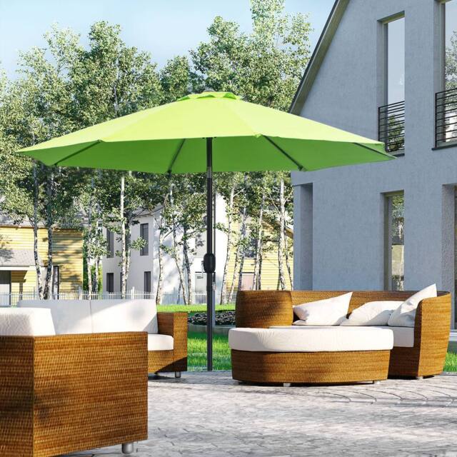 OUTSUNNY 2.7M Patio Umbrella Outdoor Sunshade Canopy w/ Tilt & Crank in Green - image 1