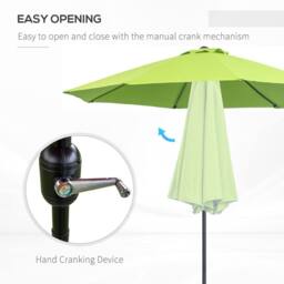 OUTSUNNY 2.7M Patio Umbrella Outdoor Sunshade Canopy w/ Tilt & Crank in Green - thumbnail 4