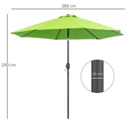 OUTSUNNY 2.7M Patio Umbrella Outdoor Sunshade Canopy w/ Tilt & Crank in Green - thumbnail 3