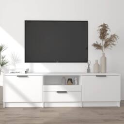 Berkfield Home TV Cabinet White 140x35x40 cm Engineered Wood - Size: 140 x 35 x 40 cm - thumbnail 2