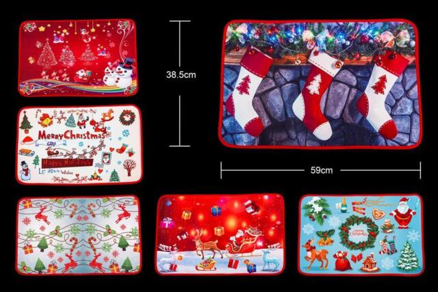Shatchi 1 x Christmas Doormat Christmas Theme Printed Soft Floor Mats in Red - image 1
