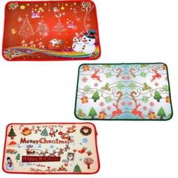 Shatchi 1 x Christmas Doormat Christmas Theme Printed Soft Floor Mats in Red - thumbnail 2