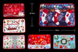Shatchi 1 x Christmas Doormat Christmas Theme Printed Soft Floor Mats in Red - thumbnail 1