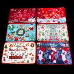 Shatchi 1 x Christmas Doormat Christmas Theme Printed Soft Floor Mats in Red - thumbnail 3