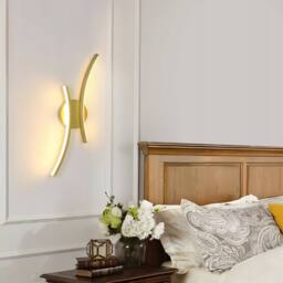 COMELY Indoor Wall Lights, 20W Curved Acrylic Wall Lights, Warm White 3000K in Gold - thumbnail 2