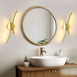 COMELY Indoor Wall Lights, 20W Curved Acrylic Wall Lights, Warm White 3000K in Gold - thumbnail 9