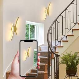 COMELY Indoor Wall Lights, 20W Curved Acrylic Wall Lights, Warm White 3000K in Gold - thumbnail 6