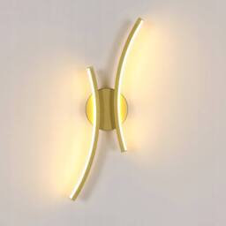 COMELY Indoor Wall Lights, 20W Curved Acrylic Wall Lights, Warm White 3000K in Gold - thumbnail 1