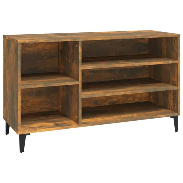 Berkfield Home Shoe Cabinet Smoked Oak 102x36x60 cm Engineered Wood in Brown - Size: 102 x 36 x 60 cm - image 1