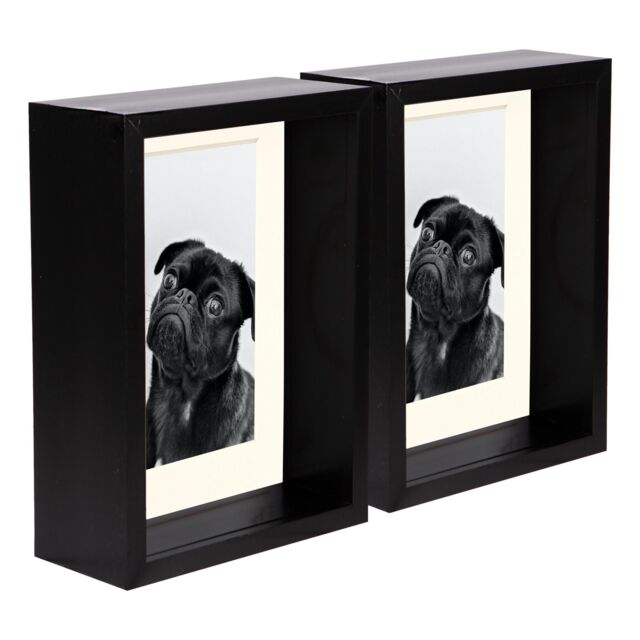 "Nicola Spring 5"" x 7"" 3D Deep Box Photo Frames - 4"" x 6"" Mount - Black - Pack of 5 in Ivory" - image 1