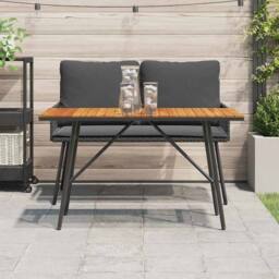 Berkfield Home Dining Table - Black, 110x55x62 cm, Made from Solid Acacia Wood in Brown - Size: 110 x 55 x 62 cm - thumbnail 4