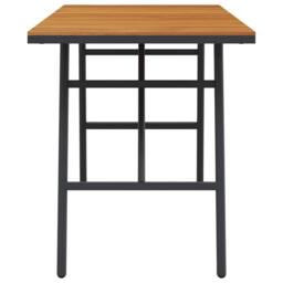 Berkfield Home Dining Table - Black, 110x55x62 cm, Made from Solid Acacia Wood in Brown - Size: 110 x 55 x 62 cm - thumbnail 7