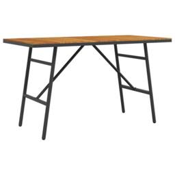 Berkfield Home Dining Table - Black, 110x55x62 cm, Made from Solid Acacia Wood in Brown - Size: 110 x 55 x 62 cm - thumbnail 5
