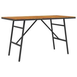 Berkfield Home Dining Table - Black, 110x55x62 cm, Made from Solid Acacia Wood in Brown - Size: 110 x 55 x 62 cm - thumbnail 1