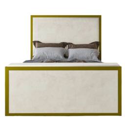 KDMD Madrid Upholstered Electric Media Gold & Cream White TV Bed Frame - Size: King - thumbnail 3