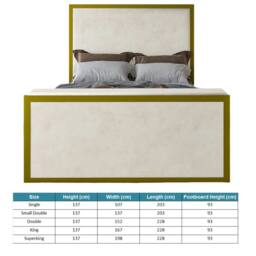 KDMD Madrid Upholstered Electric Media Gold & Cream White TV Bed Frame - Size: King - thumbnail 5