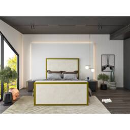 KDMD Madrid Upholstered Electric Media Gold & Cream White TV Bed Frame - Size: King - thumbnail 2