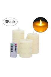Living and Home 3 Pack Flameless Candles LED Pillar Candle Lamp with Flickering Moving Wick& Remote Control for Parties, Home in Ivory - thumbnail 4