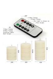 Living and Home 3 Pack Flameless Candles LED Pillar Candle Lamp with Flickering Moving Wick& Remote Control for Parties, Home in Ivory - thumbnail 5