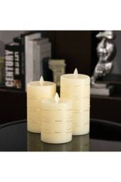 Living and Home 3 Pack Flameless Candles LED Pillar Candle Lamp with Flickering Moving Wick& Remote Control for Parties, Home in Ivory - thumbnail 3