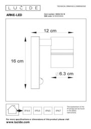 Lucide 'ARNE' Non Dimmable Tiltable Stylish Outdoor LED Wall Spotlight GU10 in Grey - thumbnail 4
