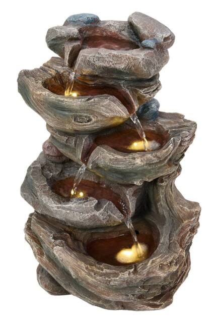 Living and Home Solar-Powered Outdoor Fountain for Gardening Accents in Brown - image 1