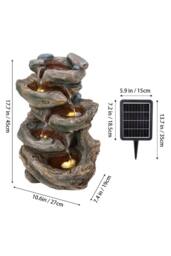 Living and Home Solar-Powered Outdoor Fountain for Gardening Accents in Brown - thumbnail 2