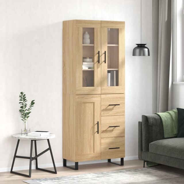 Berkfield Home Highboard Sonoma Oak 69.5x34x180 cm Engineered Wood in Brown - image 1