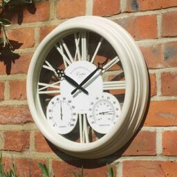 mysmartbuy Cream Garden Wall Clock with Thermometer, Hygrometer & Roman Numerals - thumbnail 1