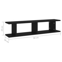 Berkfield Home Wall Shelf 2 pcs Black 90x18x20 cm Engineered Wood - Size: 90 x 18 x 20 cm - thumbnail 7