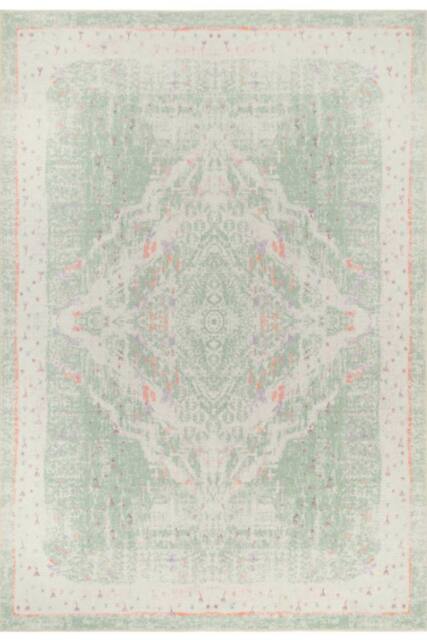 Kukoon Pastel Green Distressed Persian Medallion Non Slip Washable Low Pile Rug in Light Green - Size: 60 cm x 240 cm - image 1