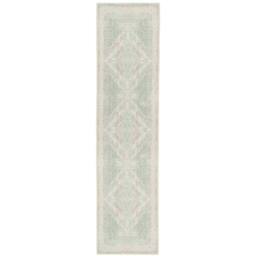 Kukoon Pastel Green Distressed Persian Medallion Non Slip Washable Low Pile Rug in Light Green - Size: 60 cm x 240 cm - thumbnail 6
