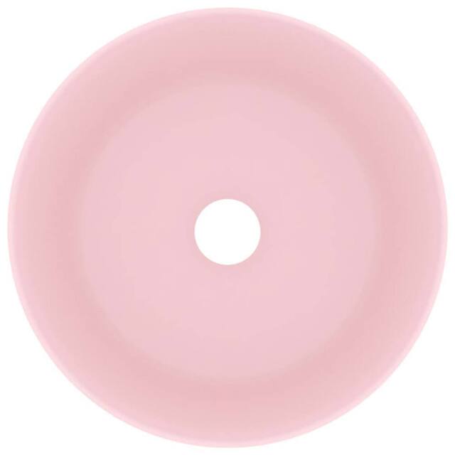 Berkfield Home Luxury Wash Basin Round Matt Pink 40x15 cm Ceramic - image 1