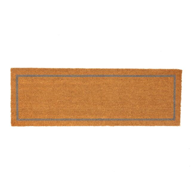Nicola Spring Coir Door Mat - 120 x 40cm - Grey Inset in Brown - Size: 40 cm x 120 cm - image 1