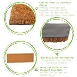 Nicola Spring Coir Door Mat - 120 x 40cm - Grey Inset in Brown - Size: 40 cm x 120 cm - thumbnail 2