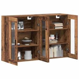 Berkfield Home Wall Mounted Cabinets 2 pcs Old Wood 69.5x34x90 cm Engineered Wood in Brown - thumbnail 1