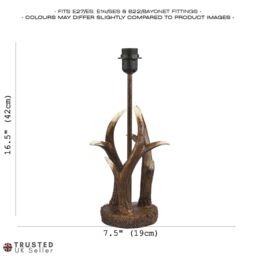 Happy Homewares Traditionally Designed Antler Resin Table Lamp Base in a Rustic Bronze Finish - thumbnail 6