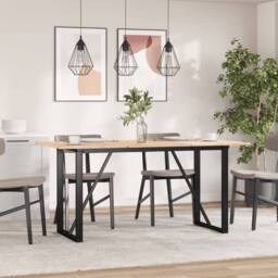 Berkfield Home Durable Dining Table Legs O-Frame 120x60x73 cm Steel in Black - Size: 120 x 60 x 73 cm - thumbnail 2