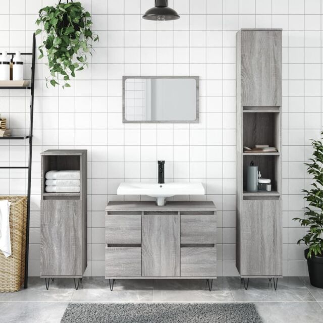 Berkfield Home Bathroom Cabinet Grey Sonoma 80x33x60 cm Engineered Wood - Size: 80 x 33 x 60 cm - image 1