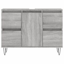 Berkfield Home Bathroom Cabinet Grey Sonoma 80x33x60 cm Engineered Wood - Size: 80 x 33 x 60 cm - thumbnail 4