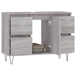 Berkfield Home Bathroom Cabinet Grey Sonoma 80x33x60 cm Engineered Wood - Size: 80 x 33 x 60 cm - thumbnail 3